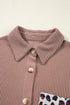 Leopard Sleeve Contrast Chest Pockets Corded Drop Shoulder Shirt Jacket